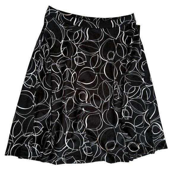 Alfani Skirt Plus Sz16W Midi Cobalt Breeze Black White Floral Elastic Waist NEW - Picture 1 of 12
